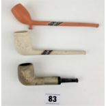 2 clay pipes - 2 marked Gouda Holland