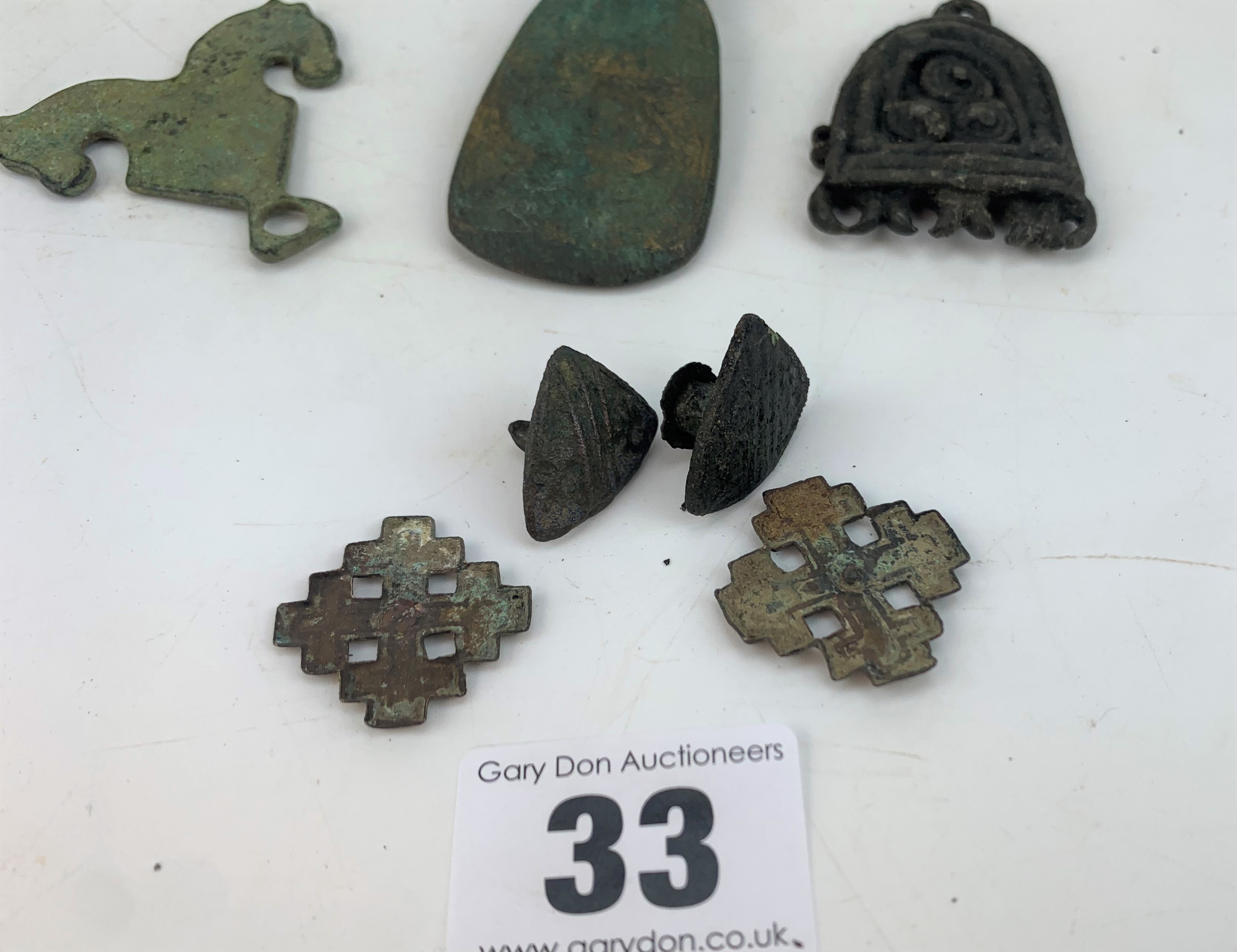 Medieval studs, 2 Crusader badges, bottle opener and metal items - Image 6 of 6