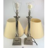 Pair of silver plated candlestick lamps
