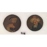 Pair of round miniature paintings