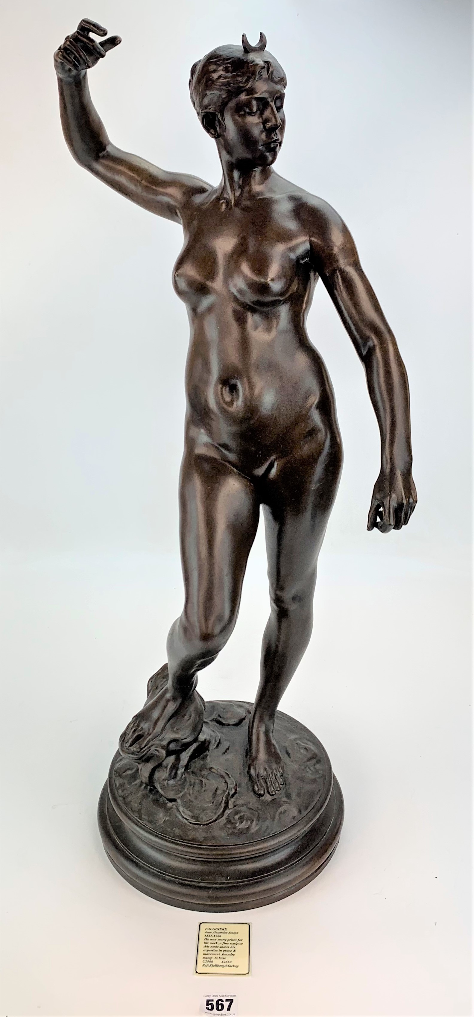 Bronze female figure by Alexandre Falguiere
