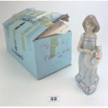 Lladro girl with hat figure in box