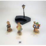 3 Hummel figures and stand