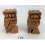 Pair of Wirata wooden owl puzzle boxes