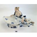 Continental Blue And White China Lady With Dish
