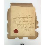 Letter and seal to Princess Victoria 1835