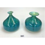 2 Mdina blue glass vases