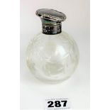 Silver topped glass scent bottle