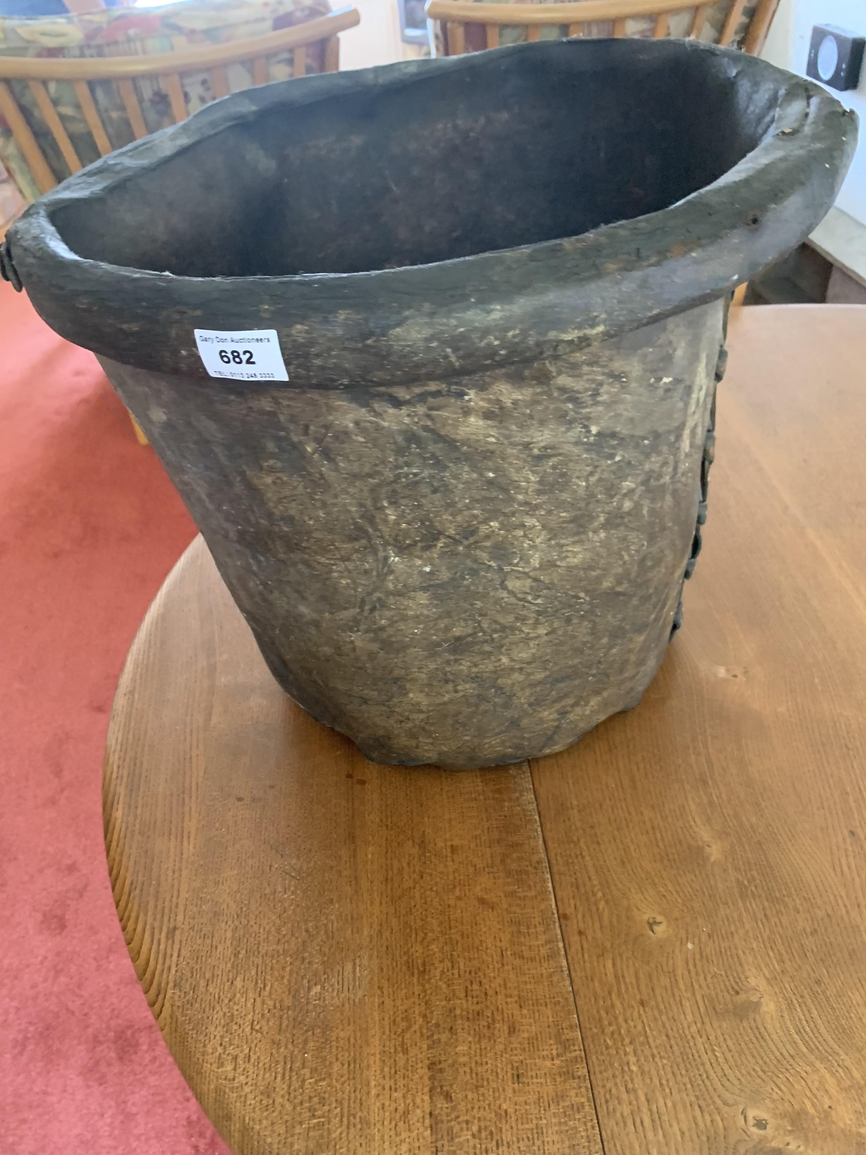 Antique Leather Bucket - Image 8 of 14