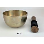 Brass singing bowl and baton