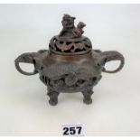 Bronze signed Japanese incense burner