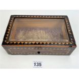 Glass topped inlaid wooden box