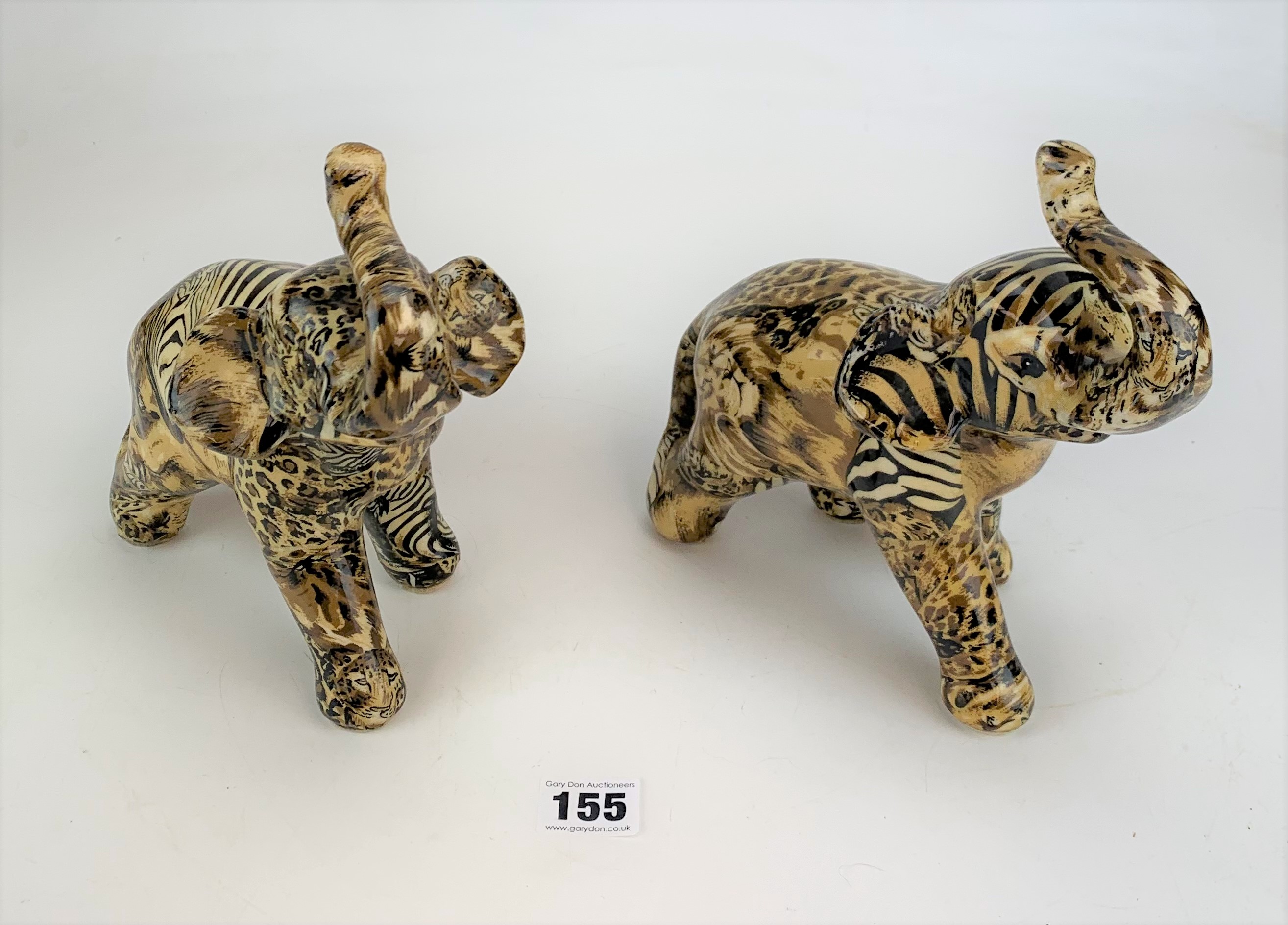 2 'Collage' elephant figures