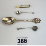 3 silver spoons and penknife