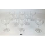 8 cut glass champagne glasses