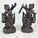 Pair of wooden Asian dancer figures