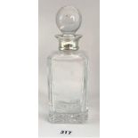 Silver banded glass decanter