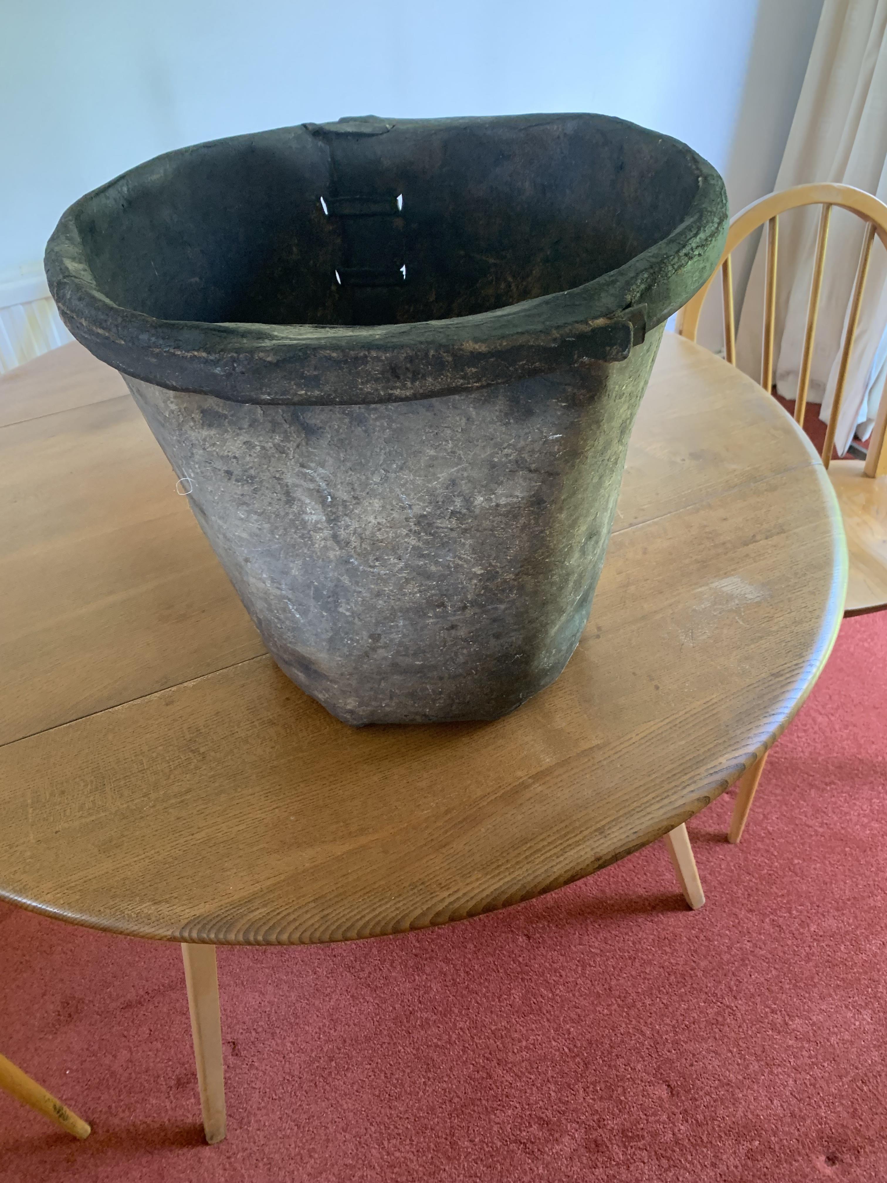 Antique Leather Bucket - Image 3 of 14