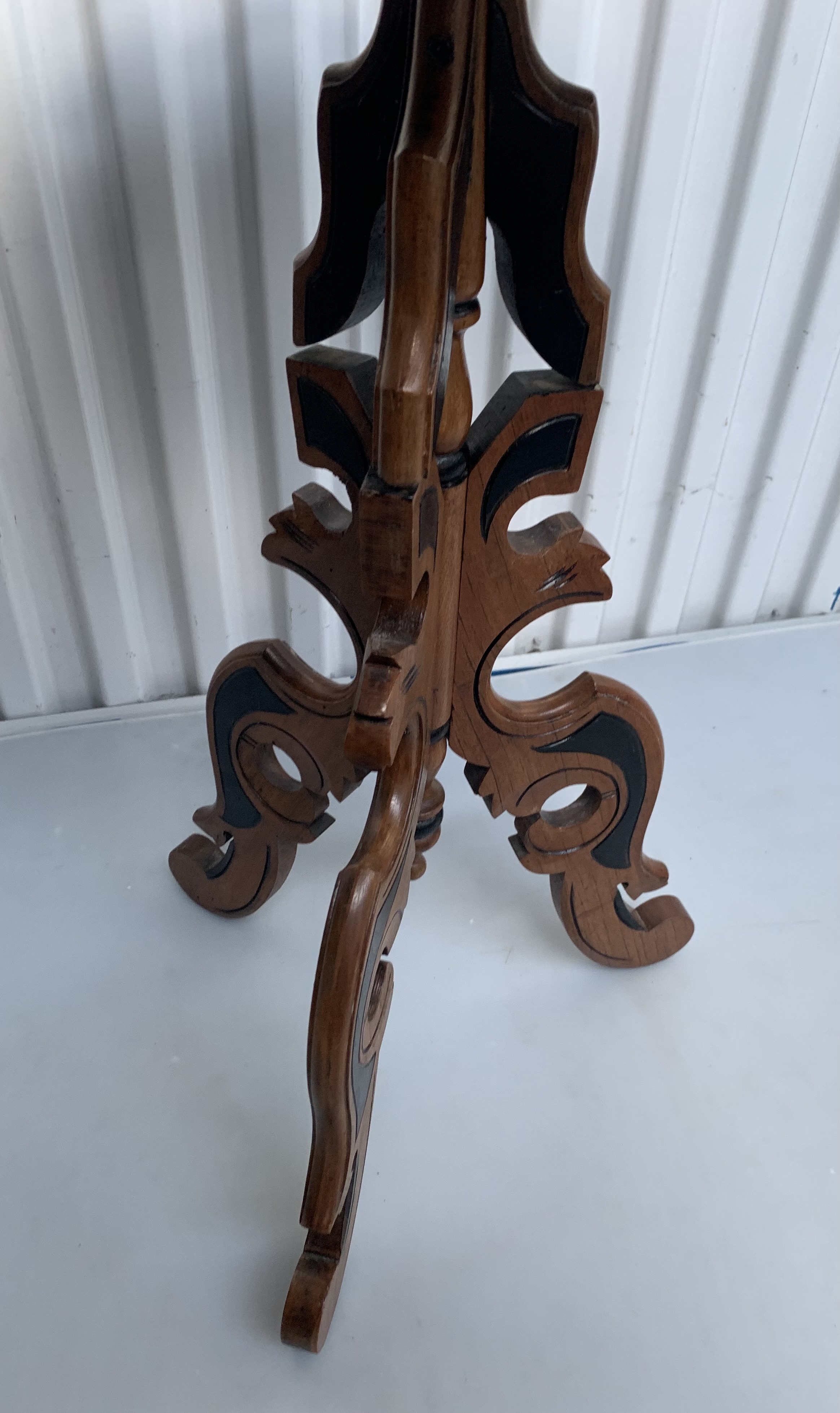 Carved inlaid tripod table