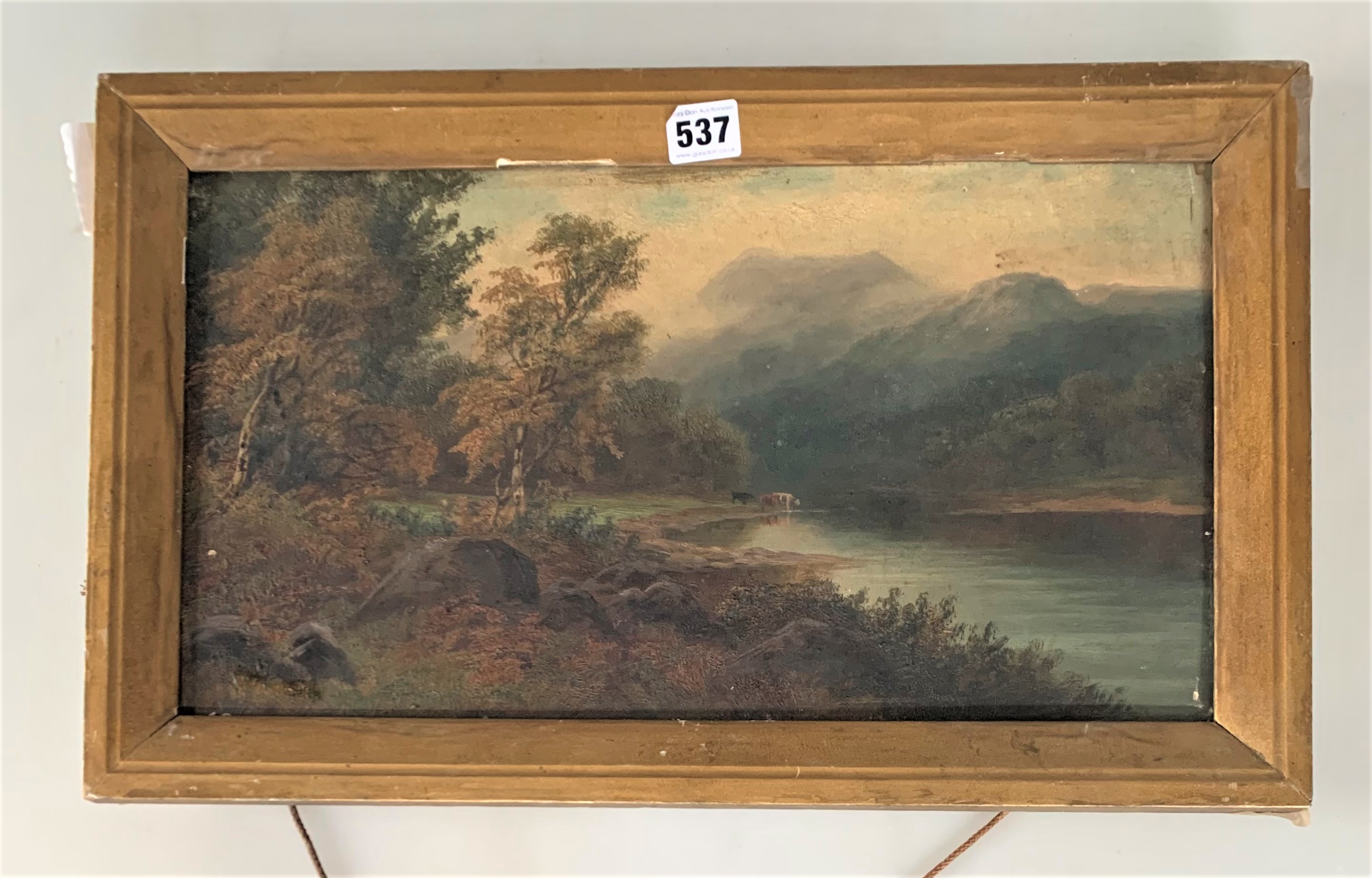 Oil painting of mountain river scene