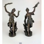 Pair of bronze lady figures by Bruchon