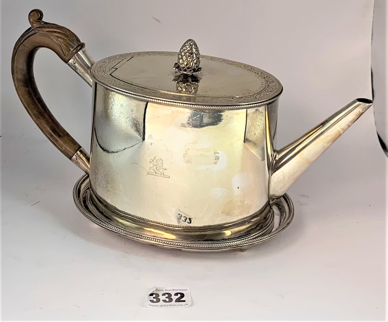 George III silver teapot and stand - Image 2 of 7