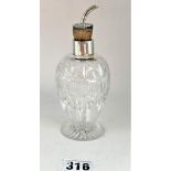 Silver topped glass scent bottle