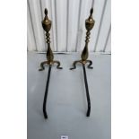 Pair of brass fire dogs