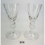 2 antique wine glasses