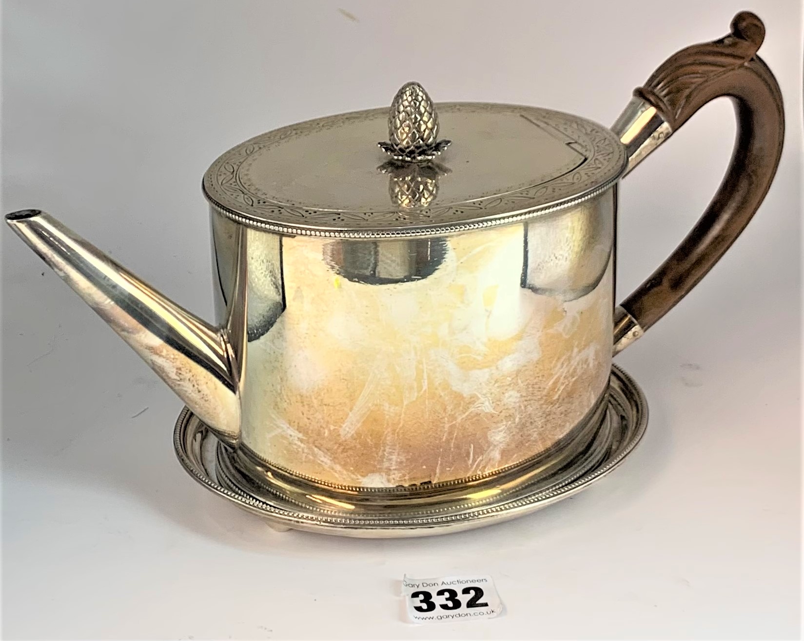 George III silver teapot and stand