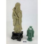 Oriental soapstone figure and jade figure