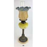 Brass/yellow glass oil lamp