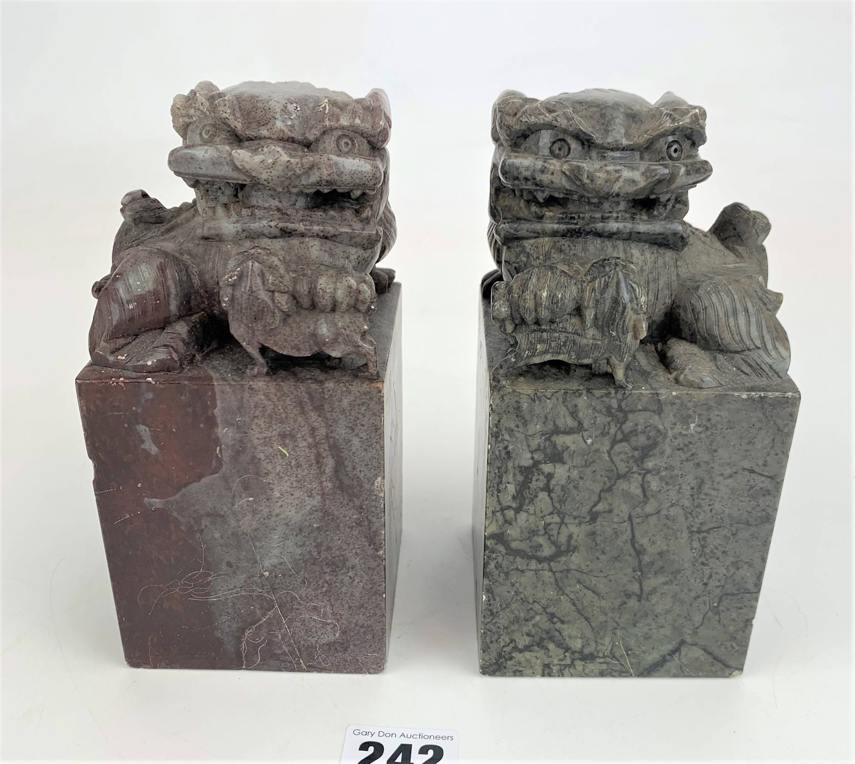 Pair of marble foo dog bookends
