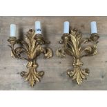 Pair of electric carved wall lights