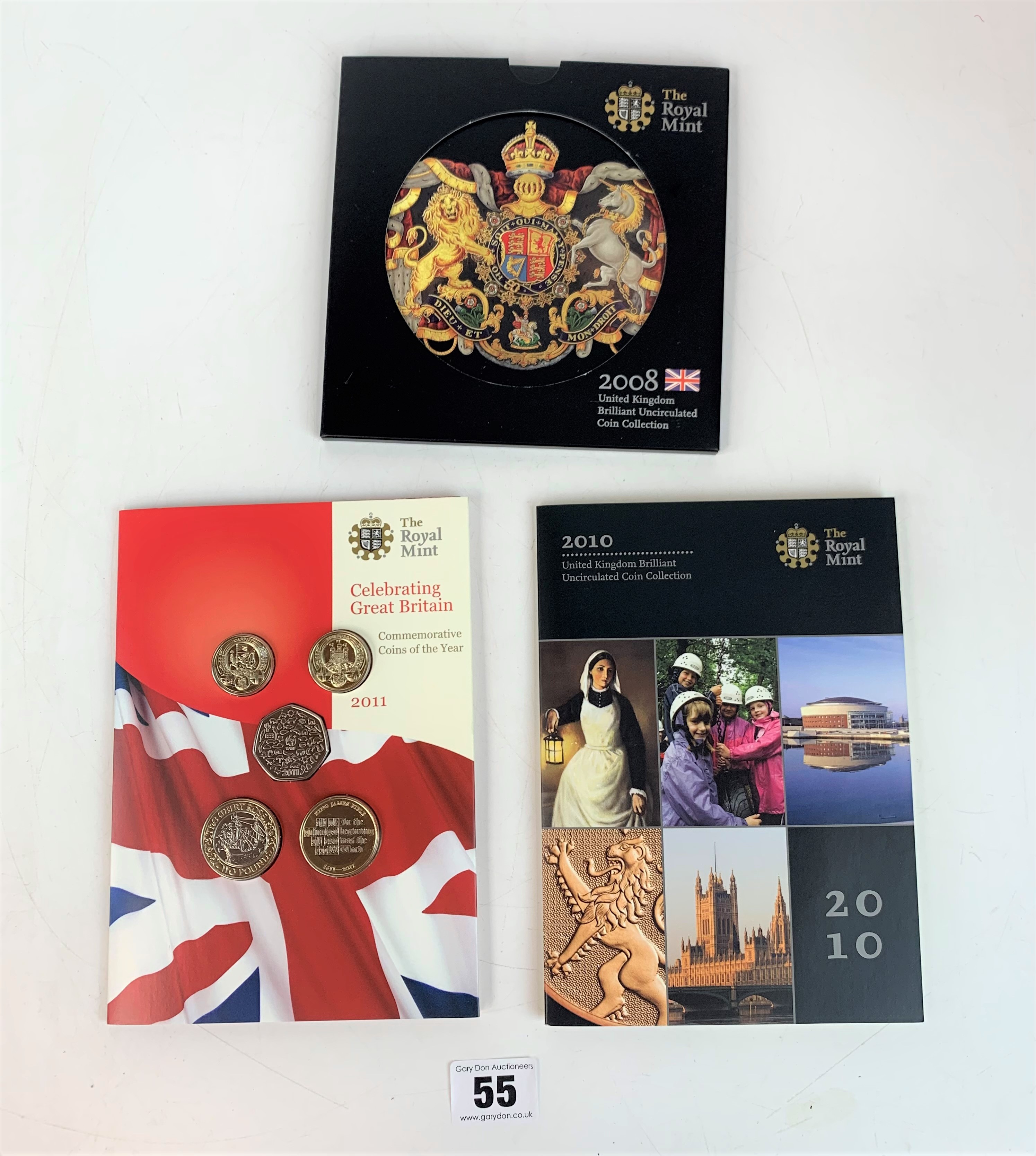 3 Royal Mint UK Annual Coin Sets