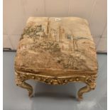 Tapestry French gilt footstool