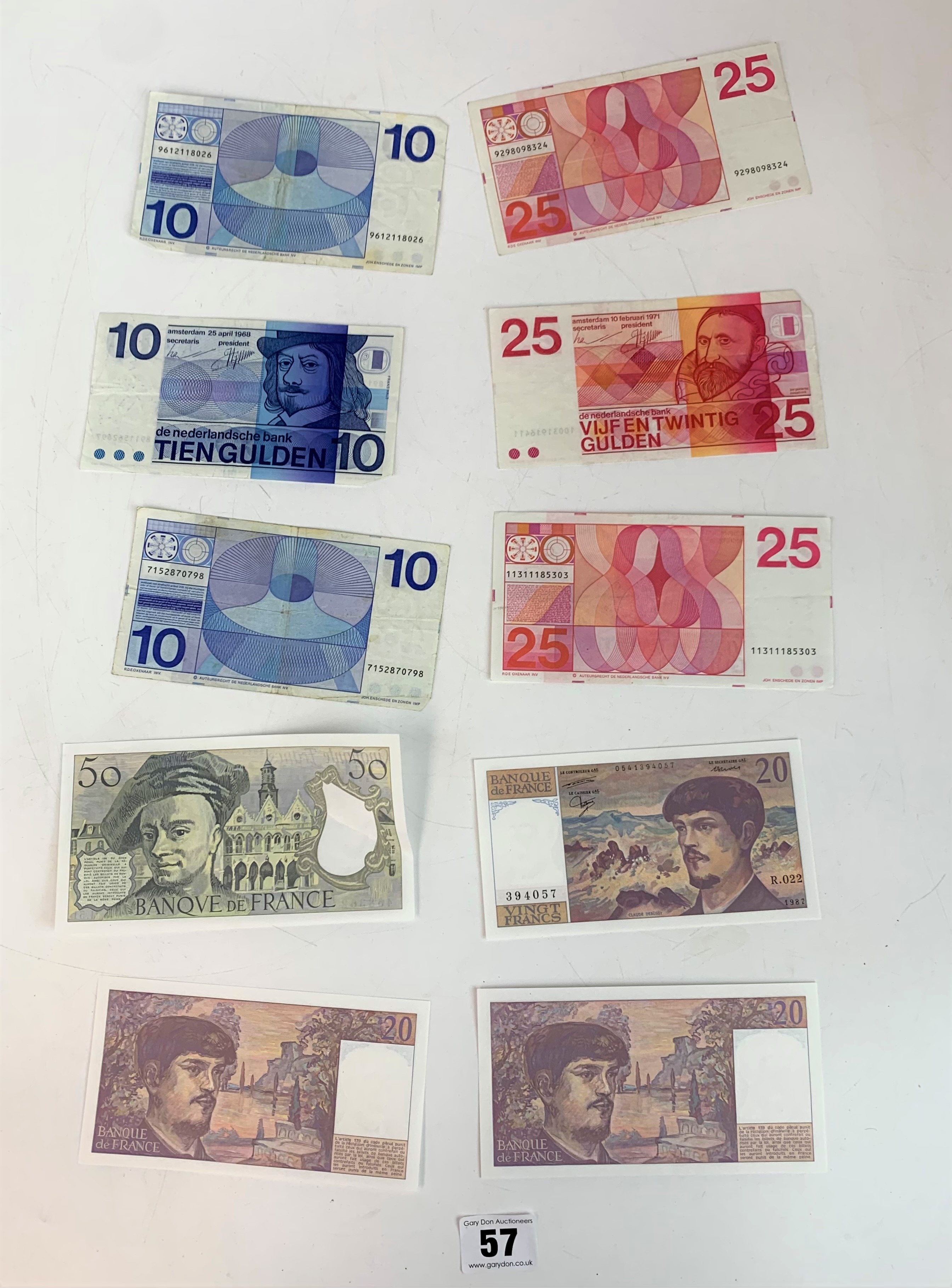 French and Dutch Banknotes