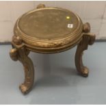 Round gilt small carved table