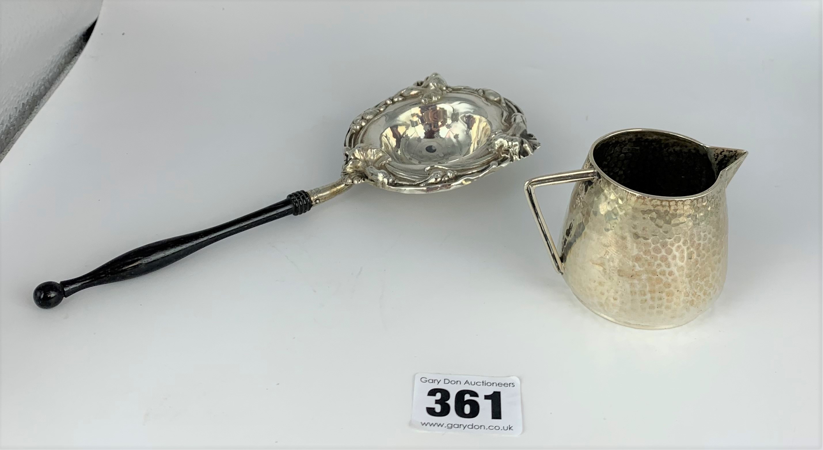 Silver jug and silver teastrainer - Image 2 of 7