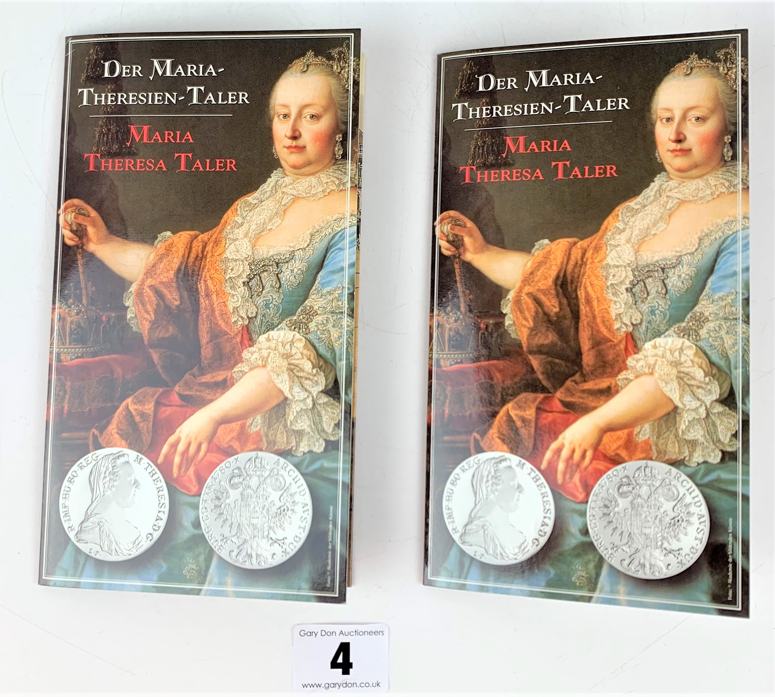 2 Austrian Maria Theresa Taler silver coins