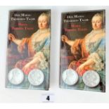 2 Austrian Maria Theresa Taler silver coins