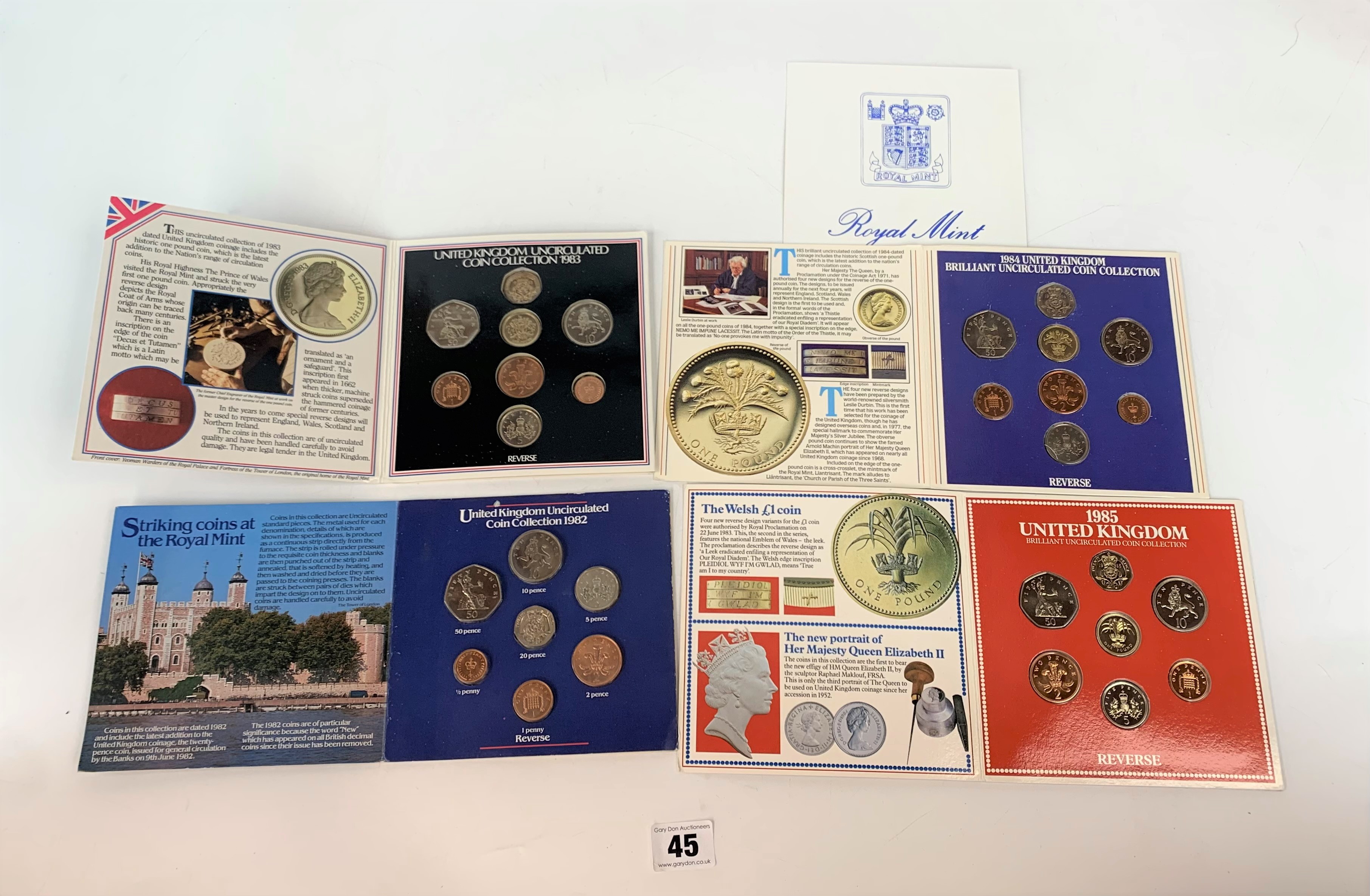 4 Royal Mint UK Annual Coin Sets