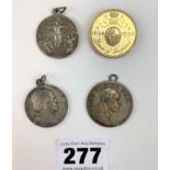 3 Pope pendants and 1994 £2 coin