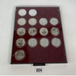 Leuchturm case with 15 assorted silver coins