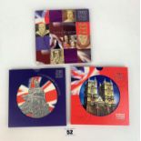 3 Royal Mint UK Annual Coin Sets