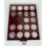 Leuchturm case with 18 assorted silver coins