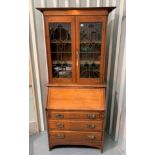 Leaded glass bureau bookcase