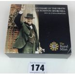2015 silver proof £5 Churchill coin