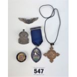 Military buttons and medals