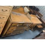 Pine chest of drawers and dressing table